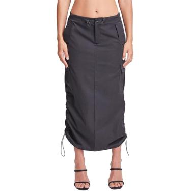 Imagem de YMI Jeans Saia feminina midi cargo paraquedas, Preto, 7