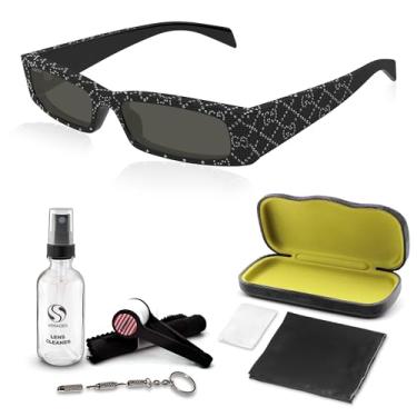 Imagem de Gucci Óculos de sol GG1780S Crystal Cat-Eye Frame - Óculos com kit eSHADES de luxo - Abrace sofisticação e elegância, Preto | Cinza