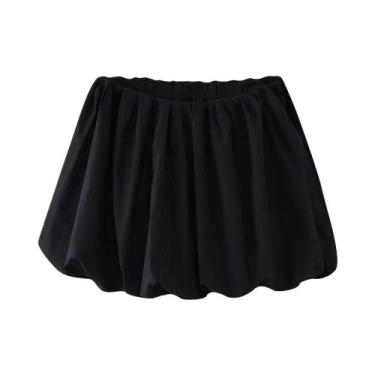Imagem de Mini-saia Balão Feminina - Elástico na Cintura - Bainha Volumosa, L, C