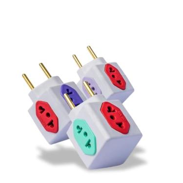 Imagem de Kit 3 Adaptador de Tomada Benjamim Power Cubo 4 Entradas com 3 Entradas 10A e 1 Entrada 20A, Multiplicador de Tomadas, Bivolt 110V 220V