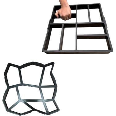 Imagem de Kit 2 Formas Molde Piso De Garagem Passagem Veículos Decoração de Jardim Easy Piso C/Manual (Slim + Tijolinho G 6cm) Resistente, Reutilizável, Fácil Aplicação, Ideal para Áreas Externas e Calçadas