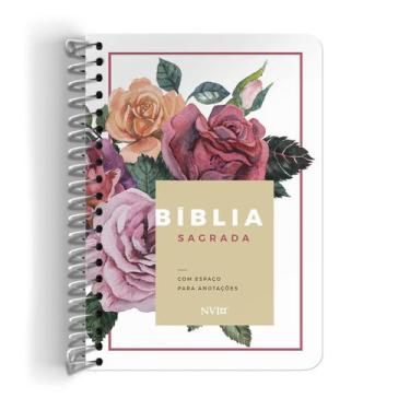 Imagem de Bíblia Sagrada Anote  NVI  Letra Normal  Capa Dura  Espiral  Floral - 