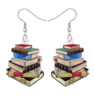 Imagem de DALANE Brincos de acrílico para professores, estante de livros, pingente de volta às aulas, presentes de agradecimento para professores para mulheres, meninas e crianças, Medium, Acrílico, Sem pedra