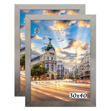 Imagem de Kit 2 Porta Retrato Molduras A3 30x42  Prateado - Santamaria Molduras