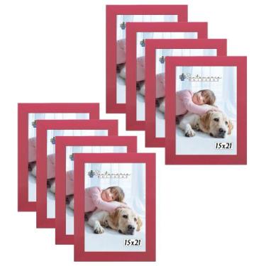 Imagem de Kit 8 Molduras Porta Retrato 15X21 Rosa - Santamaria Molduras