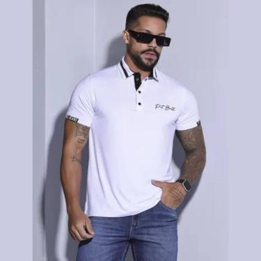 Imagem de Camiseta Polo Masculina Branca Em Malha Pit Bull 83508