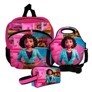 Imagem de Kit Escolar Mochila de Costas + Lancheira + Necessaire Plus – ISOPRENE – Menina Morena Glamour-Unissex