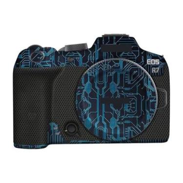 Imagem de Película para câmera Canon EOS R7 antirriscos envoltório de vinil filme de desenho animado protetor corporal casaco acessórios de fotografia adesivo (azul circuito)