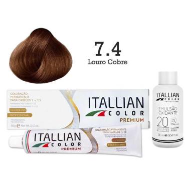 Imagem de Coloração 7.4 Louro Cobre + Oxi 20 Vol  Itallian Color