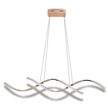 Imagem de Lustre Pendente Led Espiral Rosé Gold Luminária Moderna DNA - Dubai