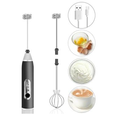 Imagem de Mini Mixer 2 em 1 Misturador Batedor Elétrico de Ovo Silencioso Sem Fio Portátil Recarregavel USB com 3 Velocidades (PRETO)
