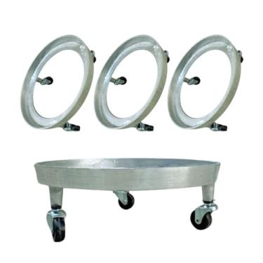 Imagem de Suportes Botijão de Gás e Vaso de Plantas Circular em Alumínio Fundido Rústico Resistente 3 Rodas | (KIT 4 Unidades) | #Artplast