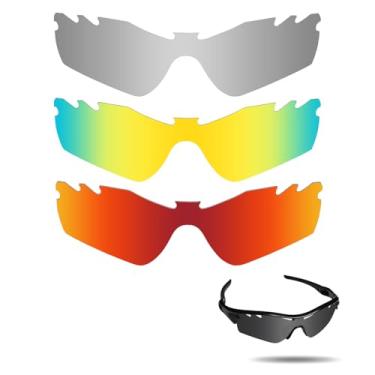 Imagem de Fiskr Lentes polarizadas de substituição para óculos de sol Oakley Radar Path ventilados com resistência a impactos, proteção contra raios UV e proteção multifuncional (prata metálica, vermelho fogo e