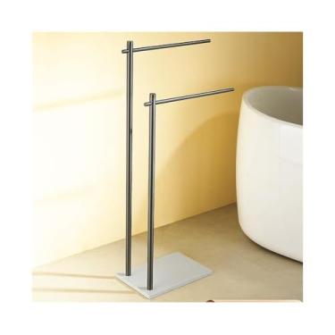 Imagem de Toalheiro de chão Banheiro vertical piso de mármore toalheiro rack de armazenamento do hotel toalheiro barra Toalheiro independente(Gray)