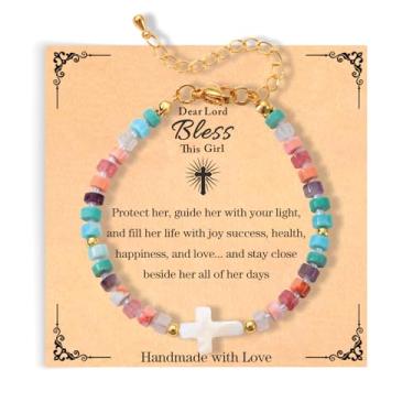 Imagem de JINYRSOC Presentes de Páscoa para adolescentes, meninas, meninos, crianças, joias cristãs, pulseira cruzada, batismo, comunhão, confirmação, Small, Aço inoxidável, Sem Pedra Preciosa