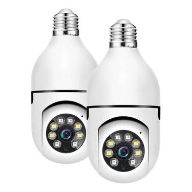 Imagem de Kit 2 Câmeras Lâmpadas Wifi Giratória Full Hd 360 Cor Branco Genérica 
