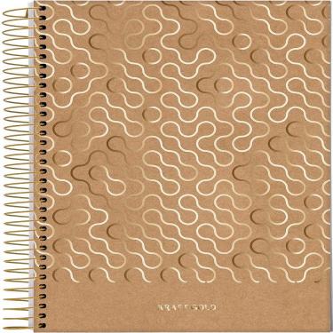 Imagem de Caderno Espiral Universitário 10 Matérias 160 Folhas Jandaia Kraft Gold Capa Dura