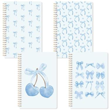 Imagem de CNhoqc 4pcs Watercolor Blue Coquette Bow Aesthetic Notebooks