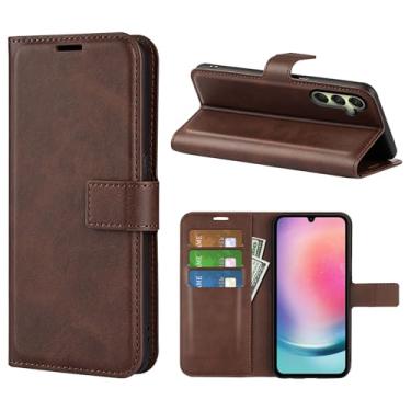 Imagem de Capa flip para Samsung A16 carteira de couro PU capa protetora magnética para celular Samsung Galaxy A16 5G A166 4G A165 Folio Book Cover com suporte (marrom)