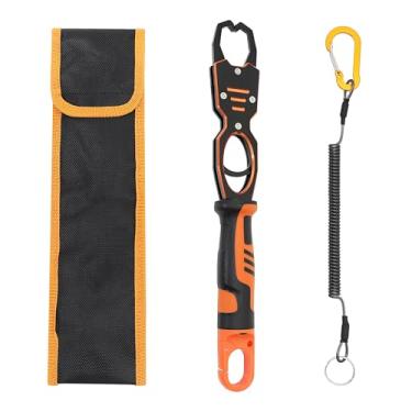 Imagem de Tanzoii Pegador de lábio de peixe - resistente à corrosão máximo para peixes de 18 kg, com balança e mandíbulas giratórias para pesca segura, laranja