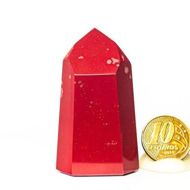 Imagem de Ponta Jaspe Vermelho Gerador 50mm 80g Pedra Natural Tipo  A - Varejo