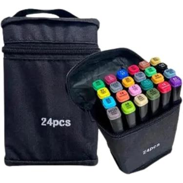 Imagem de Canetinha Touch 24 Cores Conjunto De Canetas Marcador Permanente Ponta Dupla para Desenho Lettering Profissional e Escolar