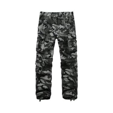 Imagem de Calça Camuflada Militar Masculina Para Caminhada, 8 Bolsos, Escalada, 