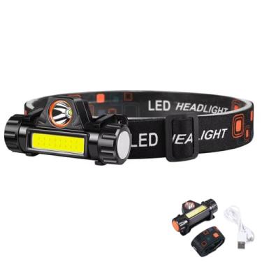 Imagem de Lanterna de Cabeça Recarregável com 2 LEDs À Prova d'água - Luz Forte com 4 Modos Ajustável | Farol Frontal para Trilhas, Camping, Pesca, Trabalho e Emergências