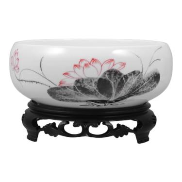 Imagem de DOITOOL Vaso hidropônico de cerâmica para lírio de água com suporte, tigela de plantação de narciso, vaso de cacto, vaso de porcelana, lótus, vaso de bonsai para casa, escritório, jardim