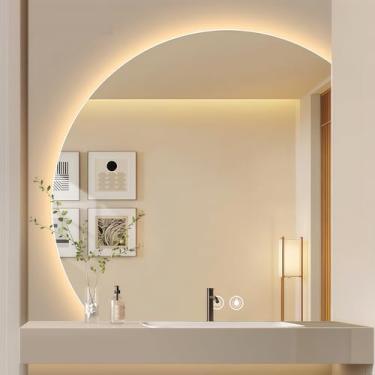 Imagem de IYTBILQ Espelho De Led 32 × 32 Para Banheiro, Espelho De Penteadeira De Led Com Retroiluminação, Antiembaçante, Espelho De Banheiro Iluminado Para Parede Com Luzes Reguláveis De 3 Cores, Semicírculo