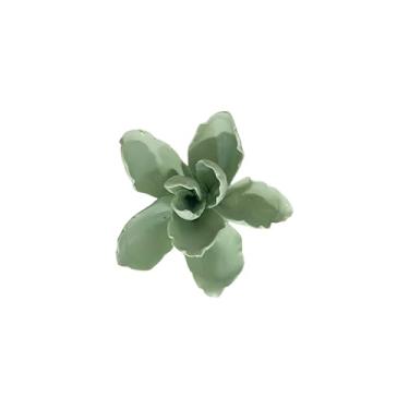 Imagem de Bi-Sonic Lee Escultura de arte de parede de flor de cerâmica 3D, decoração de casa moderna, decoração de parede floral feita à mão (verde claro, Kalanchoe millotii, 7 cm)