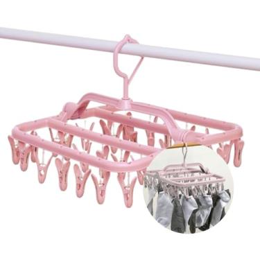 Imagem de Varal Dobrável com 32 Prendedores - Para Roupas Íntimas - Varal Pequeno Suspenso para Lavanderia e Apartamento - Shop100 (Rosa)