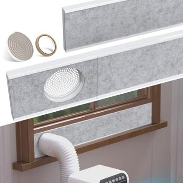 Imagem de Flamorrow Kit de vedação de janela de ar condicionado portátil com painéis de espuma de isolamento, kit de ventilação de janela AC ajustável com protetor de malha para mangueira de 15 cm de diâmetro