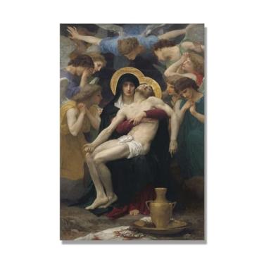 Imagem de NHLDZYH William Adolphe Bouguereau Impressões artísticas - Pintura de retrato - (Pieta) - Pôster temático de mitologia grega - Pôster de decoração de parede vintage. Tela de 80 x 120 cm - 31,5 x 47,3