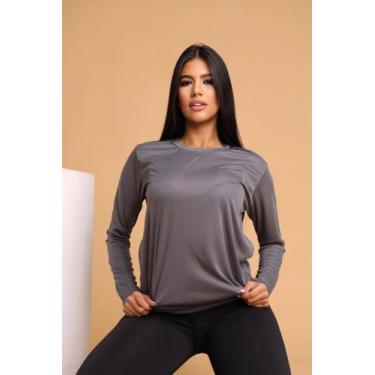 Imagem de Camiseta Manga Longa Feminina Moda Fitness Roupa De Academia - Jinking