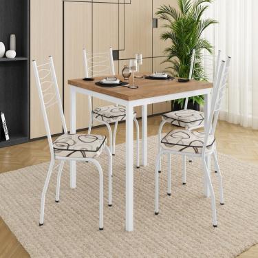 Imagem de Conjunto para Cozinha 90cm x 90cm com 4 Cadeiras Branco/Madeira Cedro/Demolição