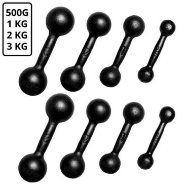 Imagem de Kit Halteres Redondo de Ferro Fundido Pares de 500g 1Kg 2Kg e 3Kg - SE
