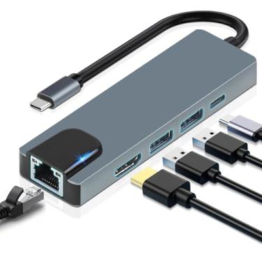 Imagem de Adaptador multiporta USB C Hub, 5 em 1 USB C Docking Station, Adaptador Multiporta USB C Hub