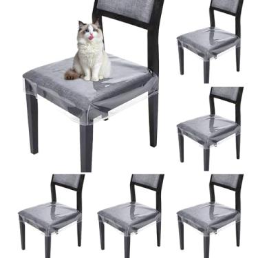 Imagem de LOYORTY 6 capas de plástico para cadeiras de jantar, capas de assento de plástico, capas de cadeira de jantar de PVC, resistente a manchas, água e arranhões para a maioria das cadeiras de 40 a 45 cm