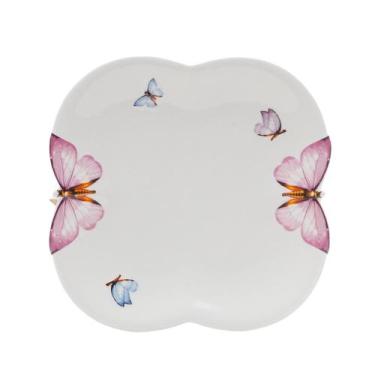Imagem de Prato de Sobremesa Borboletas 19cm Porcelana Branco Wolff
