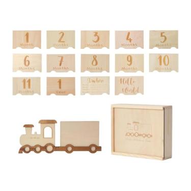Imagem de Dynwave Moldura de madeira para fotos de marcos de bebê, decorações, de menino ou, semana, mês, ano, memórias, crescimento, memórias únicas, 12