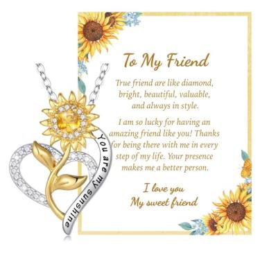 Imagem de IEFLIFE Presentes de girassol para mulheres – Colar de girassol banhado a ouro 14 K para mulheres, colar You Are My Sunshine, presente para ela, presente de aniversário de dia das mães e joias