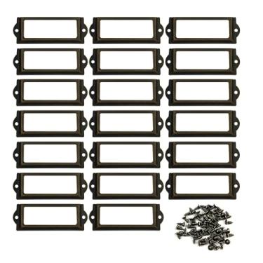 Imagem de SQXBK 20 peças porta-cartão de nome baú de gaveta porta-etiquetas catálogo de cartão moldura de etiqueta de gaveta 83 x 30 mm bronze suporte de etiqueta de metal para armário de arquivo, gaveta e