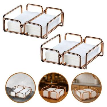 Imagem de Kit 4 Porta Guardanapo De Mesa Grande Em Aço Rose Gold - Future Indust