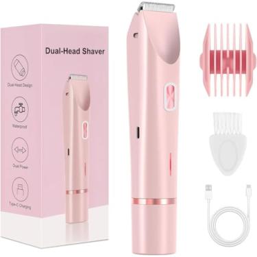 Imagem de Barbeador de cabelo feminino de cabeça dupla, aparador de biquíni feminino, barbeador d...