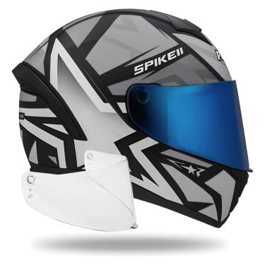 Imagem de Capacete Peels Spike 2 Prata C/ Narigueira + Viseira Azul