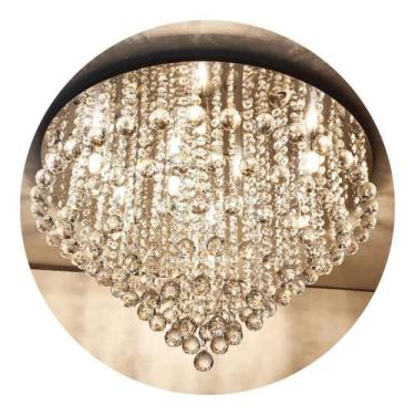 Imagem de Lustre de cristal para sala redondo 60cm x 38cm de altura cristais leg
