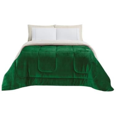 Imagem de Cobertor CASAL GROSSO FOFÃO 2,40x2,20 lã de ovelha Manta quente Cobertas Sherpa Edredom Coberdrom(VERDE ESMERALDA)