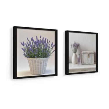 Imagem de Kit 2 Quadros Decorativos Banheiro, toalete, lavabo, Lavanda (Preto)