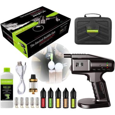 Imagem de Kit De Fumante De Coquetel Com Líquido De Bolha & Óleo Essencial, Pistola De Bolha Fumada De Mão, Infusor De Fumaça Máquina De Bolha De Cozinha Molecular